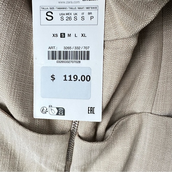 New Zara $119 Asymmetrical Slip Taupe Brown Midi Pencil Dress Small 3265/332 - Picture 13 of 13